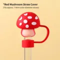 Funda de silicona para pajitas con forma de hongo rojo de 7-8 mm, tapa antipolvo - Adecuado para Pajitas de 7-8mm / Hongo Rojo