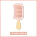Portable mini wide-tooth hair comb for girls in creamy pink and yellow ice cream style - 1 Piece / Cream Pink