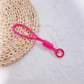 Handmade woven hot pink phone wrist lanyard strap with circular clip for anti-lost - Hand-woven / Rose Red
