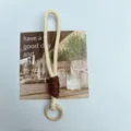 Cordón de teléfono trenzado minimalista beige y marrón con hebilla de anillo redondo - Café Blanco y Café Oscuro
