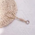 Minimalist beige handmade braided wrist lanyard with metal ring for phone and water cups - Hand-woven / Light Khaki