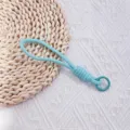 Handmade braided light blue phone wrist strap with a matching circular ring clip - Hand-woven / Mint Green