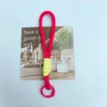 Handmade pink and yellow braided rope lanyard keychain with a secure circular clasp - Red and Yellow