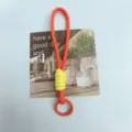 Braided orange and yellow phone lanyard keychain with circular clasp for bags and keys - Orange and Yellow