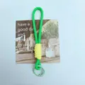 Minimalist short woven phone lanyard keychain with vibrant green and yellow contrast colors - Green and Yellow