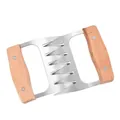 Professional heavy duty stainless steel meat shredder claws with ergonomic wooden handles - Set of Two (Color Box)