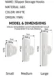 Detailed technical dimensions for small medium and large plastic food sealing clips - L / White