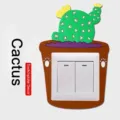 Cute cartoon cactus 3D silicone light switch wall sticker and protection cover decor - Opuntia / For 8.6cm Switch