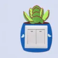 3D soft glue switch wall sticker with succulent plant design in blue pot - Cotyledon Chocolate Line / For 8.6cm Switch