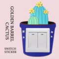 Creative 3D cactus succulent silicone light switch wall sticker cover in blue pot - Hamalocactus Setispinus / For 8.6cm Switch