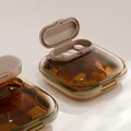 Tragbare bernsteinfarbene Pillendose mit mehreren Fächern für Reisen und Gesundheit - 4 Gitter / Transparentes Tee-Braun