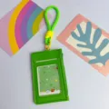 Portatarjetas de identificación verde brillante multifuncional con cordón y monedero - 1 Funda de Tarjeta + 1 Cordón / Verde