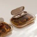 Tragbare bernsteinfarbene Pillenbox mit separaten Fächern für die tägliche Reise - 6 Gitter / Transparentes Tee-Braun