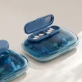 Blaue transparente tragbare Pillendose mit mehreren Fächern für die tägliche Medizin - 6 Gitter / Transparentes Blau
