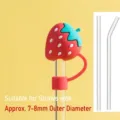 Tapón de silicona fresa para pajitas de vidrio reutilizables 7-8mm - Adecuado para Pajitas de 7-8mm / Fresa Roja