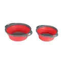 Red and grey collapsible colander set of 2 circular strainers for fruit washing - S / Red