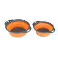 Two-piece circular collapsible colander and strainer set in bright orange and grey - S / Orange