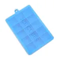 Molde de silicona azul para 15 cubitos de hielo cuadrados con diseño de liberación fácil - Con Tapa / Azul cielo