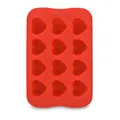 Molde de silicona roja con 12 cavidades en forma de corazón para hielo y chocolate - Corazón / Rojo