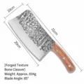 Heavy duty forged meat cleaver with hammered texture and wooden handle, weight 834g - Hammered Pattern (Handmade Box) / 31cm