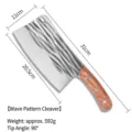 Heavy duty stainless steel cleaver knife with wavy pattern and wooden handle - Wave Pattern (Handmade Box) / 31cm