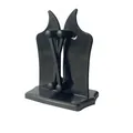 Manual black vertical knife sharpener with cross-blade design for kitchen kitchenware - Black