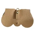 Étui à lunettes de soleil portable en cuir grainé à suspendre couleur beige - 16X8cm / Kaki