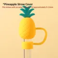 Gelbe Ananas Silikon-Strohhalm-Abdeckung Kappe für 9-11mm wiederverwendbare Halme - Ananas / Passend für Strohhalme mit 10 mm Durchmesser