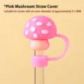 Niedliche rosa Pilz Silikon Strohhalm Abdeckung Staubschutzkappe passt 9-11mm Trinkhalme - Rosa Pilz / Passend für Strohhalme mit 10 mm Durchmesser