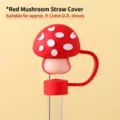 Roter pilzförmiger Silikon-Strohhalmdeckel für 9-11 mm Strohhalme Durchmesser - Roter Pilz / Passend für Strohhalme mit 10 mm Durchmesser