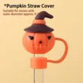 Halloween Kürbis Hexenhut Silikon Strohhalmabdeckung für 9-11mm - Kürbis / Passend für Strohhalme mit 10 mm Durchmesser