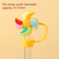 Niedliche gelbe Windmühle Silikon-Strohhalmabdeckung für Strohhalme mit 9-11mm Durchmesser - Windmühle / Passend für Strohhalme mit 10 mm Durchmesser