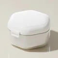 High-quality portable white hexagonal orthodontic retainer storage box with secure latch - White