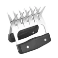 Heavy duty stainless steel bear claw meat shredders with ergonomic black handles for pulled pork - 2-Piece Set (Boxed)