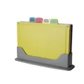 4-color color-coded plastic cutting board set with grey storage stand for organized kitchen - Rubber Reinforced Version