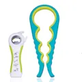 Ergonomic green and blue labor-saving jar lid gripper and bottle opener tool set - Set / Teal