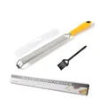 Handheld stainless steel zester grater for cheese and lemon with protective cover and brush - Color Box (With Cleaning Brush) / Yellow