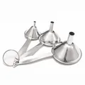3-piece stainless steel mini funnel set with handles for liquid transfer - 3-Piece Funnel Set (Mirror Finish)