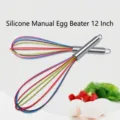 12-Zoll bunter Silikon-Schneebesen mit Edelstahlgriff zum Backen - 12 Zoll
