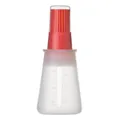 Rote Silikon-Ölbürste mit mattierter Flasche, Skala und Deckel zum Grillen und Backen - Ölpinselflasche mit Deckel / Rot