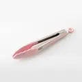 9-inch heat-resistant stainless steel BBQ food tongs with non-slip pink silicone tips - Pink