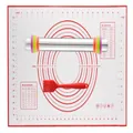 Set mattarello regolabile professionale in acciaio inox con tappetino in silicone - Mattarello Anelli Colorati + Tappetino Rosso + Pennello Rosso