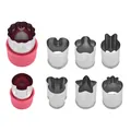 8-piece stainless steel vegetable cutter shapes set with pink hand guards - 8-Piece Set / Red