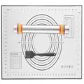 Set mattarello regolabile in acciaio inox e tappetino da forno in silicone graduato - Set Mattarello con Tappetino e Pennello Neri