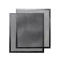 Reusable non-stick fiberglass BBQ grill mesh mat for outdoor cooking and barbecue tools. - 2 Pieces Pack (Edged) / Black