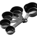Durable set of 5 black plastic measuring cups for precise baking with pour spout handles - Measuring Cup Set (5-Piece) / Black