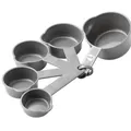 Set of grey plastic measuring cups for baking featuring spout and handle size markings - Measuring Cup Set (5-Piece) / Gray