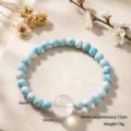 Bracelet en perles de larimar naturel et cristal blanc, perles 6mm et centre 14mm - Larimar & Cristal Laiteux / 1 Pièce/Paquet