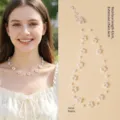 Elegant star flower pearl necklace for women with adjustable 42cm length and 6cm extender - 42cm+6cm (Bead 4mm) / Pearl White Star Flower Necklace