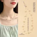 Fresh star flower beaded necklace with prehnite faceted stones and adjustable chain - 42cm+6cm (Bead 4mm) / Prehnite Flower Necklace